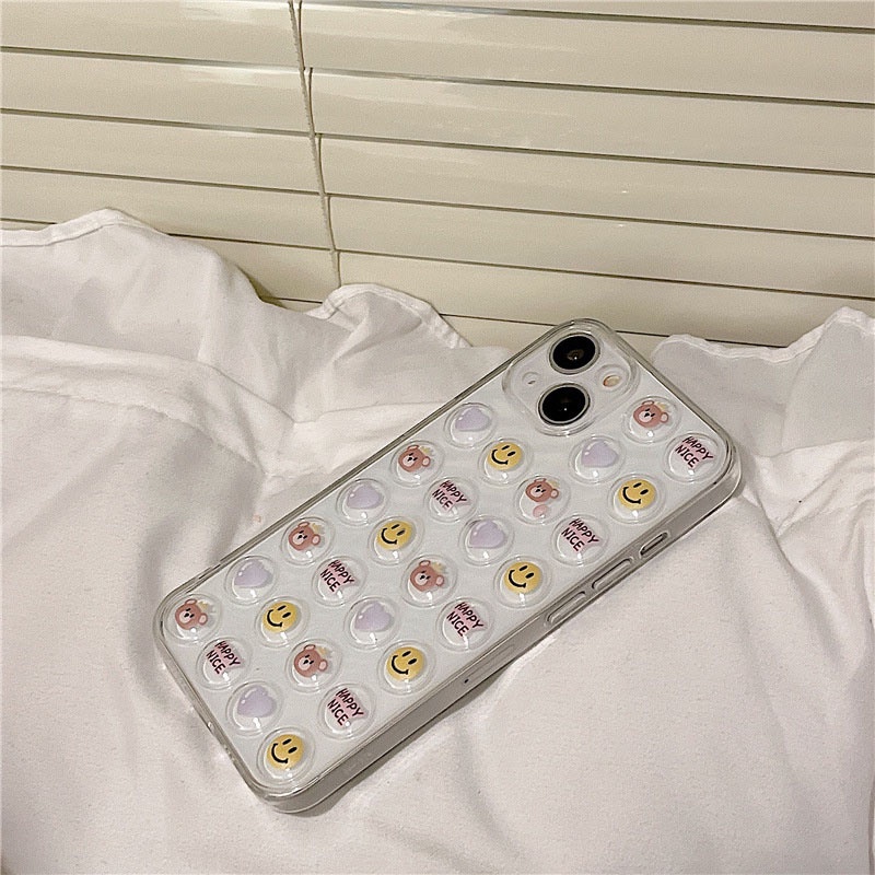 Ốp lưng iphone ốp Điện Thoại Trong Suốt Hình Mặt Cười / Bong Bóng Cho iPhone 14 13 12 11 PROMAX XS XR XSMAX SE2020 6 7 8PLUS