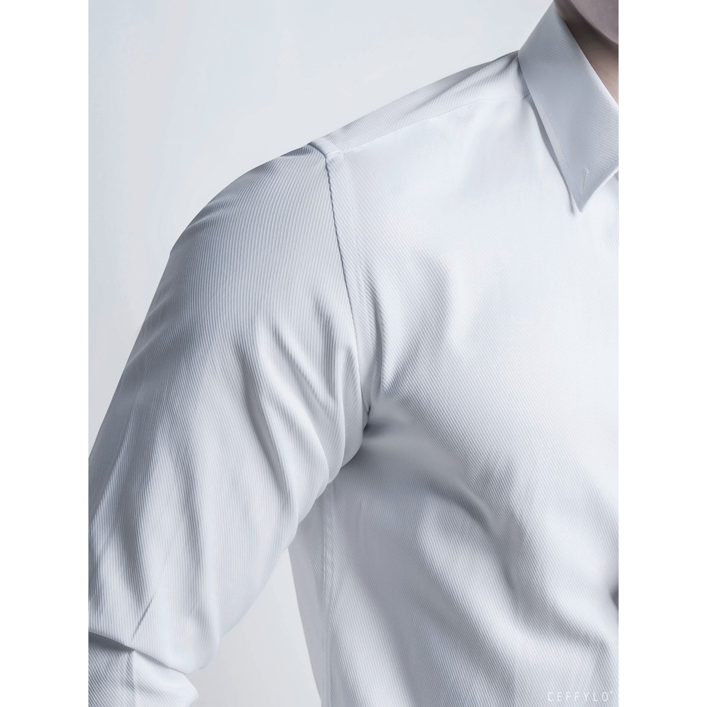 Áo Sơ Mi Nam Vân Chìm Họa Tiết Kẻ Chéo Trắng CEFFYLO, vải cotton mềm mịn chống nhăn | BigBuy360 - bigbuy360.vn