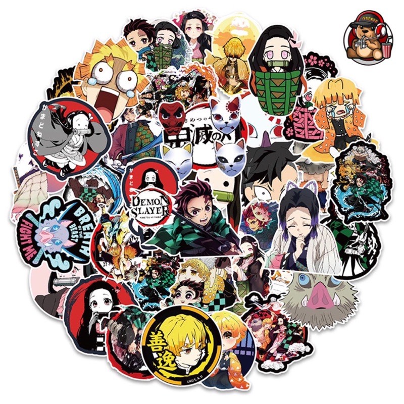 [50~100sticker] Sticker mẫu siêu Hot hình dán KIMETSU NO YAIBA không thấm nước dán mũ bảo hiểm, laptop, điện thoại ..