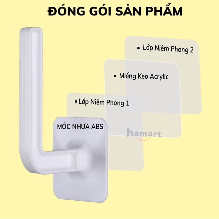 Móc Treo Đa Năng Hamart Móc Nhựa Dán Tường Treo Đồ Tiện Lợi TẶNG 2 Miếng Keo 2 Mặt Dính Tường