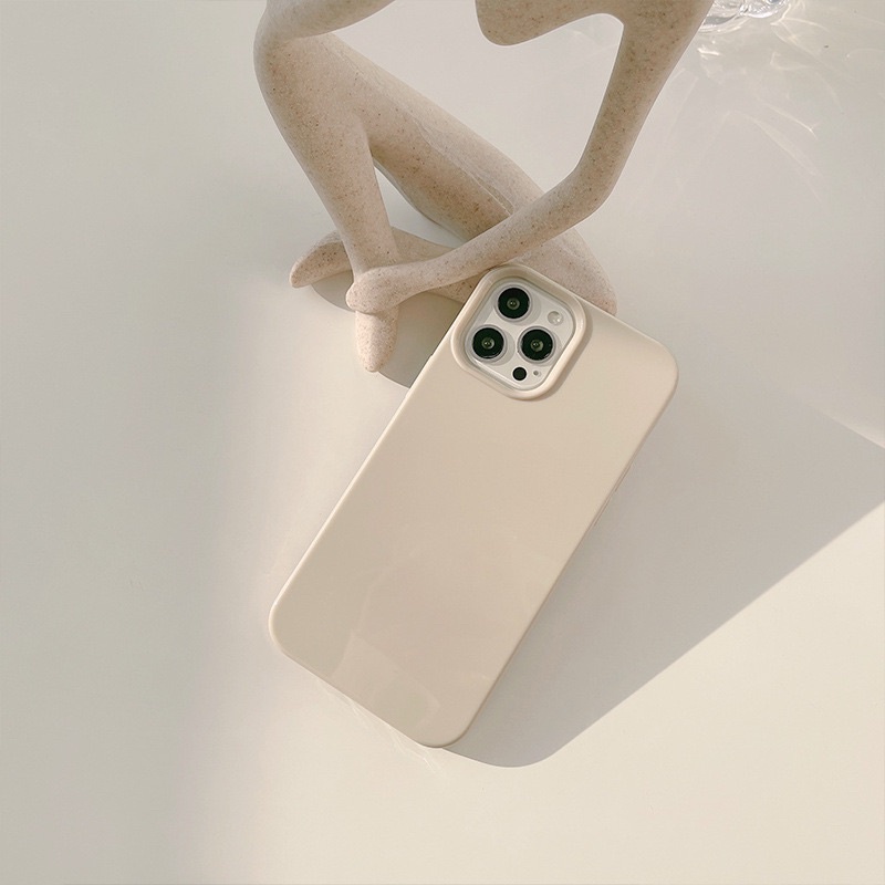 (SIÊU RẺ) Ốp lưng iphone màu sữa trơn bóng dày dặn /7/7plus/8/8plus/x/xr/xs/11/12/13/pro/max/plus/promax