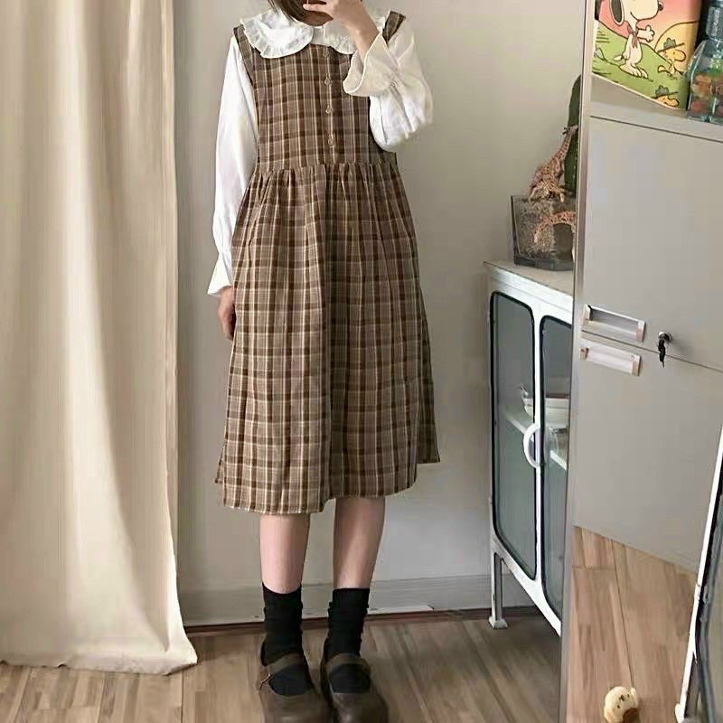 SALE SET YẾM CARO MIDI DÁNG DÀI VÀ ÁO SƠMI CỔ BÈO SIÊU XINH KÈM ẢNH THẬT