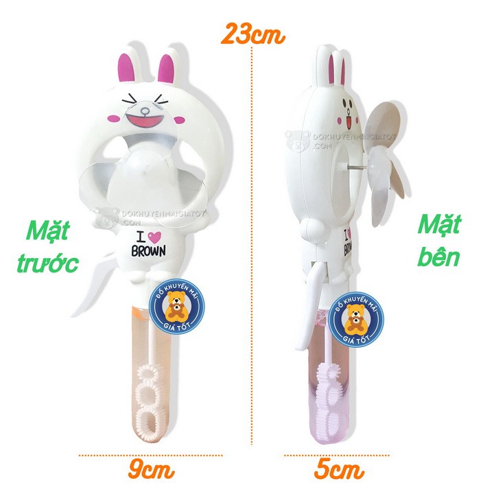 QUẠT MINI CẦM TAY KÈM THỔI BONG BÓNG 2 TRONG 1 HÌNH THỎ CONY VUI NHỘN CHO BÉ YÊU HL498-35