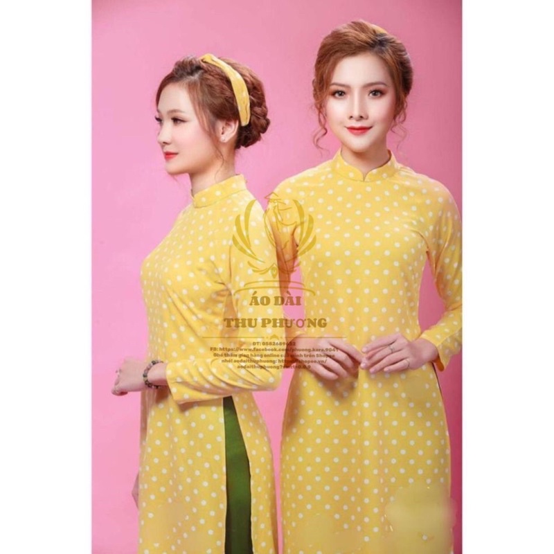 Áo dài chấm bi, dây nơ | BigBuy360 - bigbuy360.vn