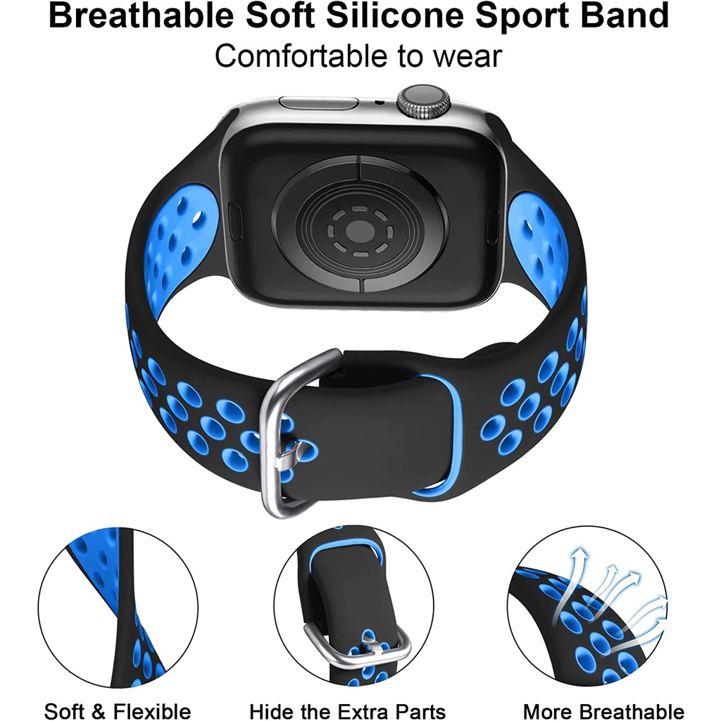 Dây Đeo Bằng Silicone Mềm Thoáng Khí Cho iWatch 49mm 45mm 44mm 4 87654321 Se