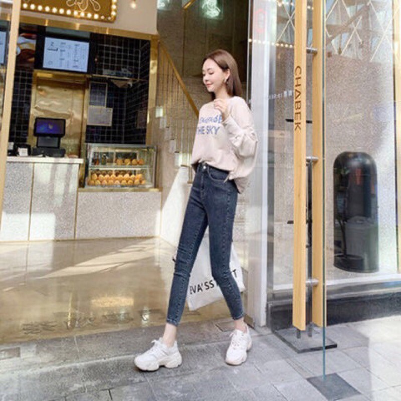 Quần jean trơn co dãn