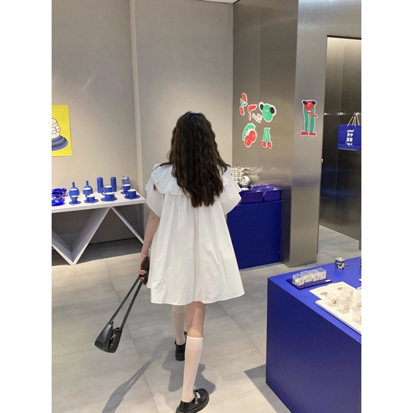 Váy babydoll trắng tiểu thư xinh xắn đáng yêu hàn quốc