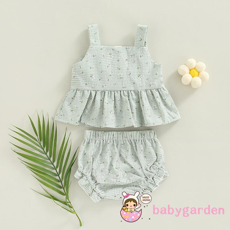 Set Đồ 2 Món Gồm Áo Hai Dây Và Quần Ngắn Thắt Nơ In Họa Tiết Hoa Dành Cho Bé Gái 0-18 Tháng