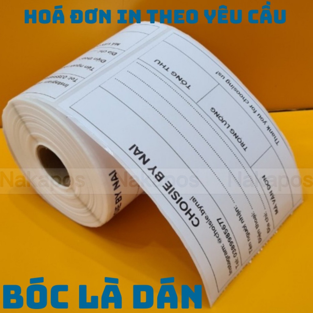 Combo 20  tem vận chuyển, phiếu giao hàng in sẵn, phiếu ship, hóa đơn in theo yêu cầu có keo dán sẵn