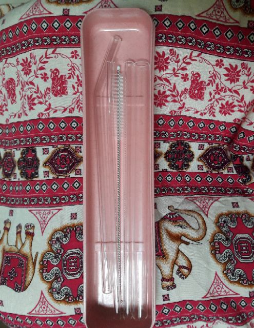 [Ảnh thật] Bộ 4 ống hút thủy tinh + 1 hộp đựng từ nhựa lúa mạch + 1cọ rửa | BigBuy360 - bigbuy360.vn