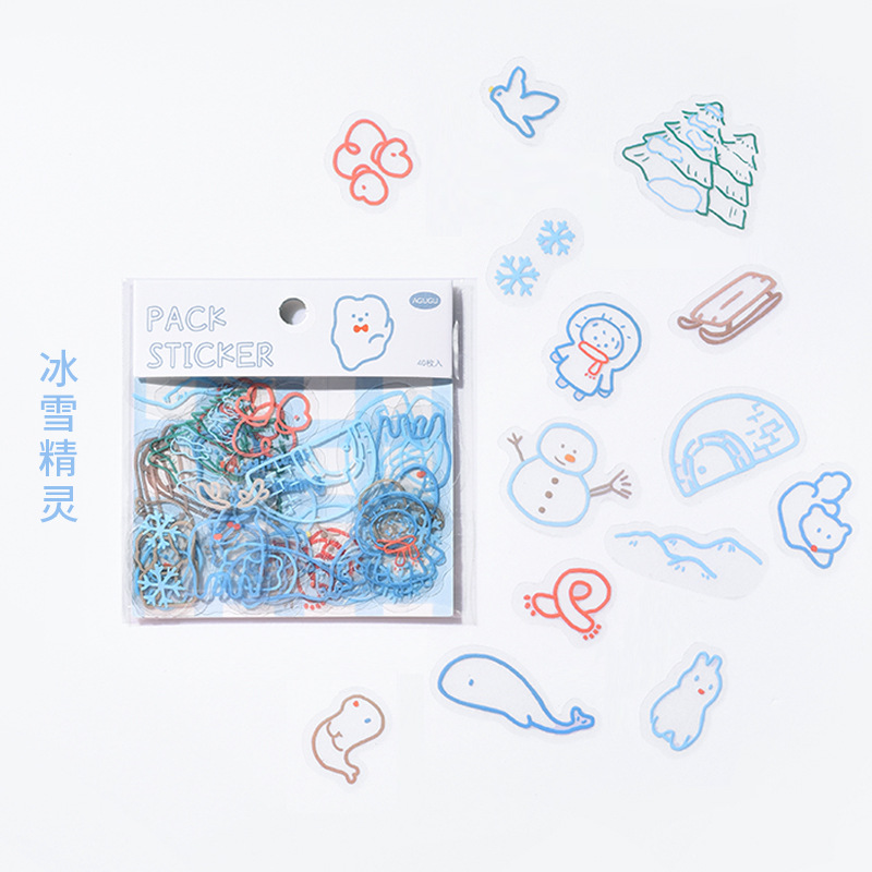 Set 40 Tấm Hình Dán Hoạt Hình Trang Trí Nhật Ký/Văn Phòng Phẩm