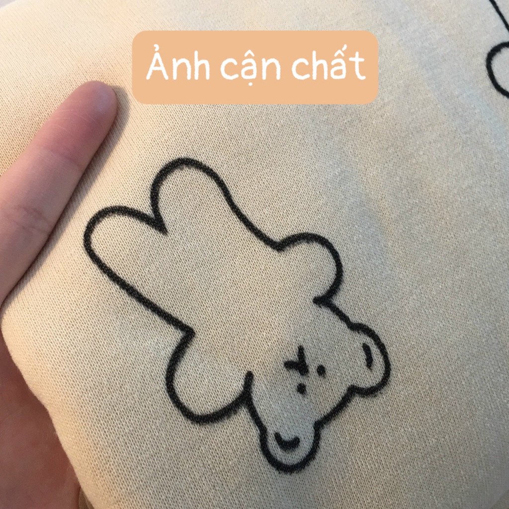 🍂 [Ảnh thật/Tự chụp] Áo khoác nỉ nữ hình gấu form rộng nỉ bông cute dễ thương màu be Hàn Quốc | BigBuy360 - bigbuy360.vn