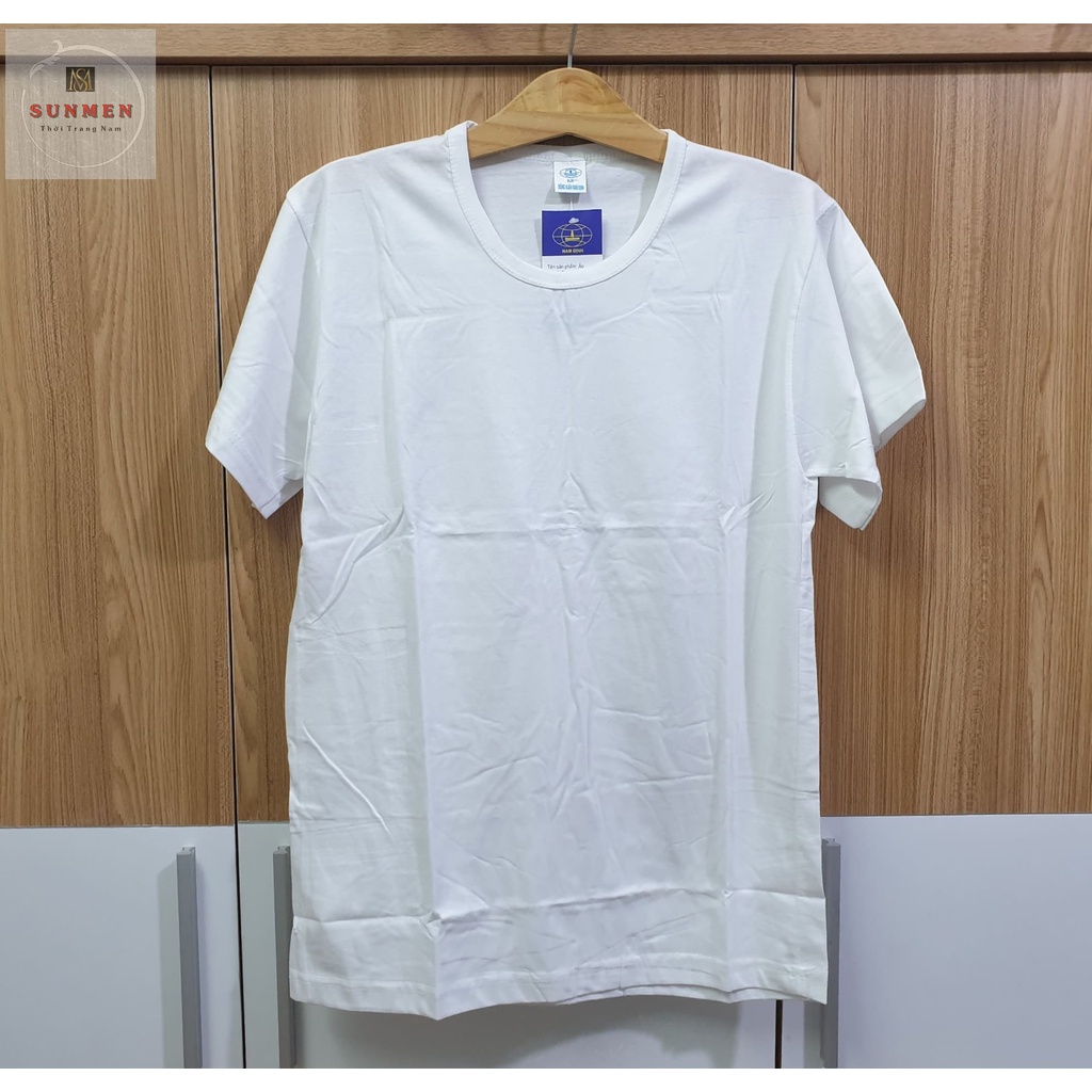 Áo Lót Nam Cổ Tròn Ngắn Tay Chất Cotton Trắng Mềm Mịn Co Giãn 4 Chiều Thoáng Mát Size Từ 50 - 80kg