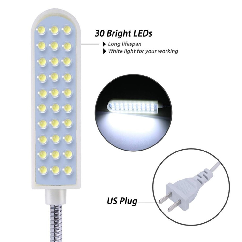 30 LED Máy may quần áo siêu sáng Ánh sáng Đèn làm việc linh hoạt đa chức năng Ánh sáng đèn cho máy tiện bàn làm việc