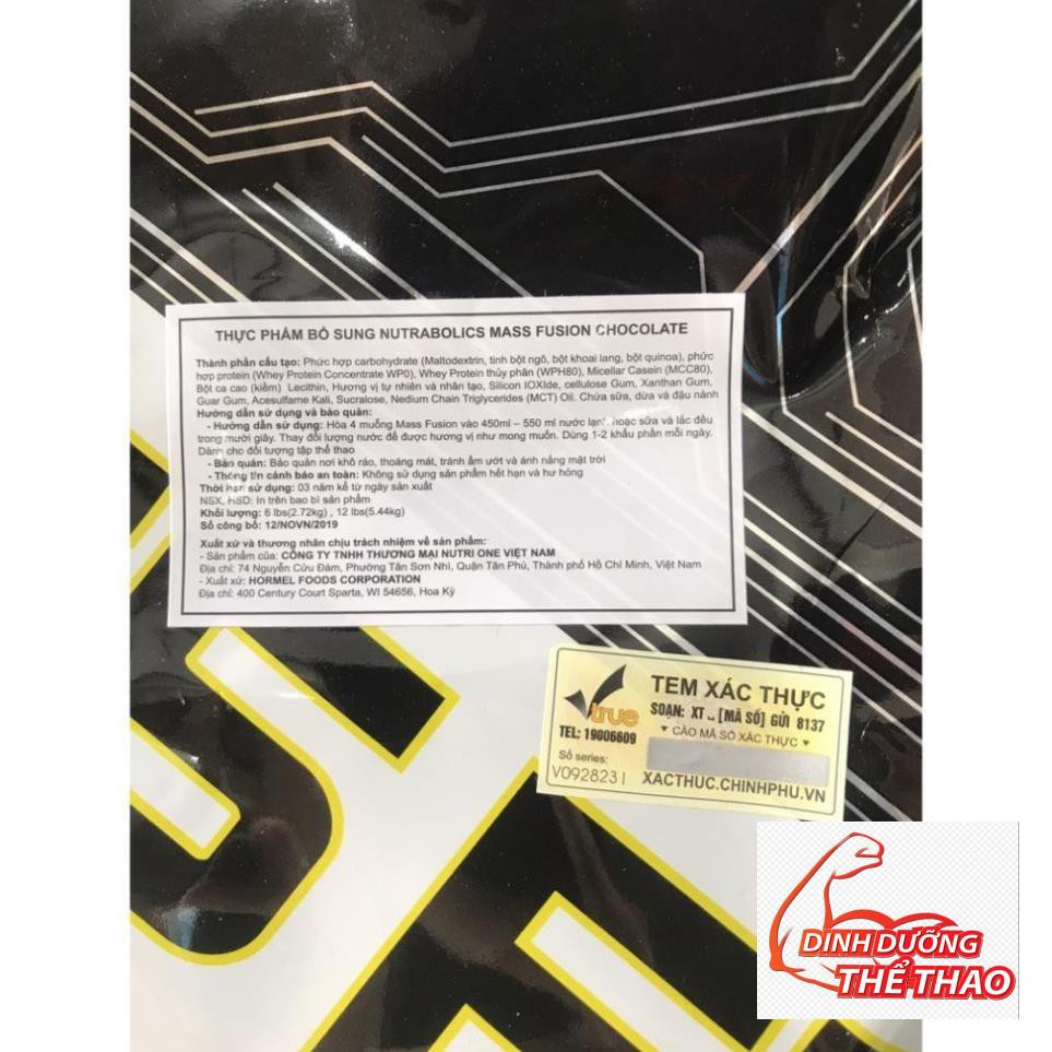 Sữa Tăng Cân Tăng Cơ Nutrabolics Mass Fusion 12lbs - Chính Hãng 100%