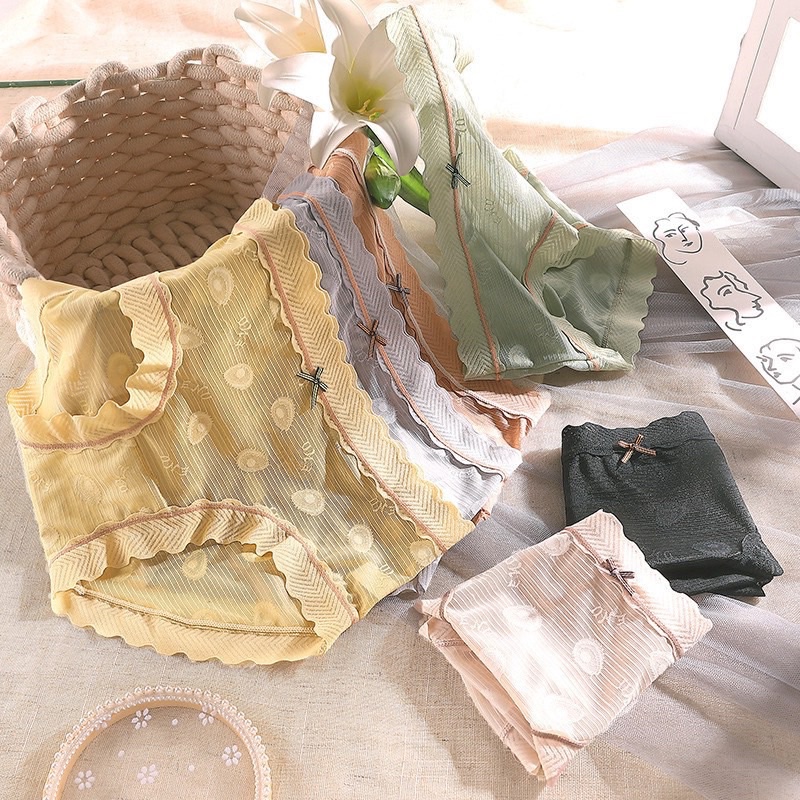 Quần Lót Nữ Su Ren Cao Cấp Phối Nơ Hoạ Tiết Bơ Mềm Mại Sexy 626