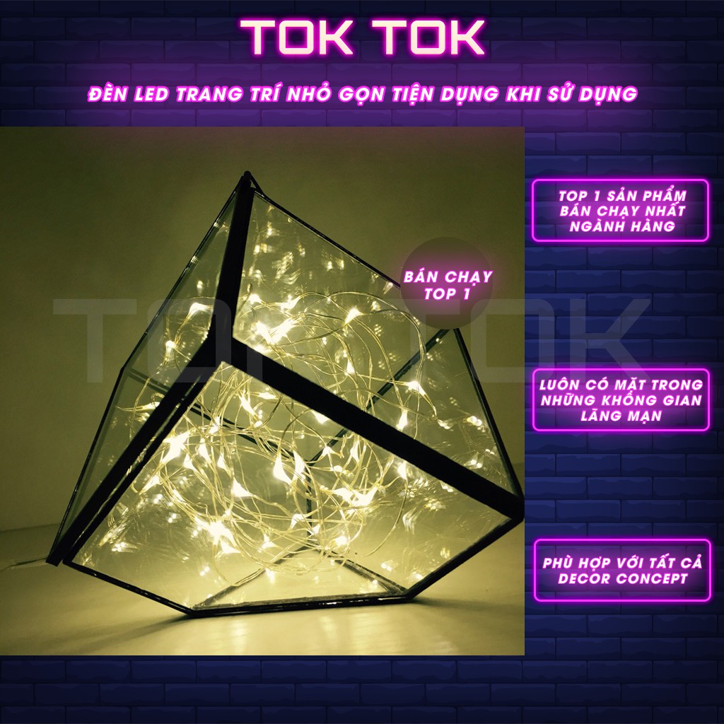 Đèn led trang trí, đèn đom đóm fairylight light deco nhà cửa, chụp hình, trang trí hộp quà, bữa tiệc tặng kèm pin