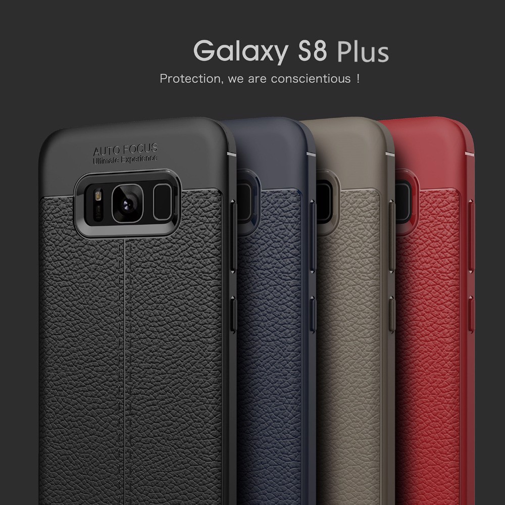 Ốp lưng dẻo cho Galaxy S8 Plus/ S8+ Vân giả da Auto Focus