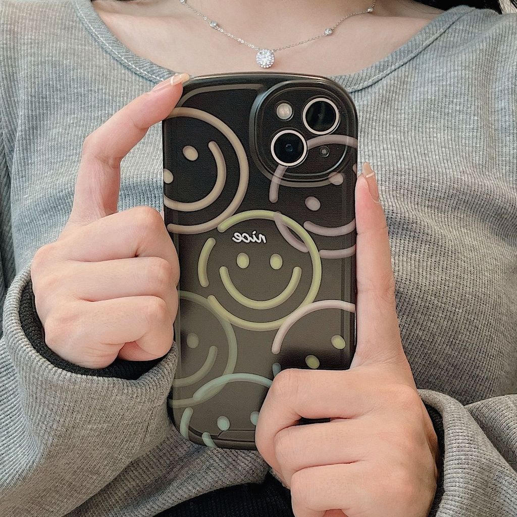Ốp Điện Thoại In Hình Mặt Cười Đơn Giản Phong Cách Nhật Hàn Cho iPhone 12 13 11 Pro Max X Xs Max Xr