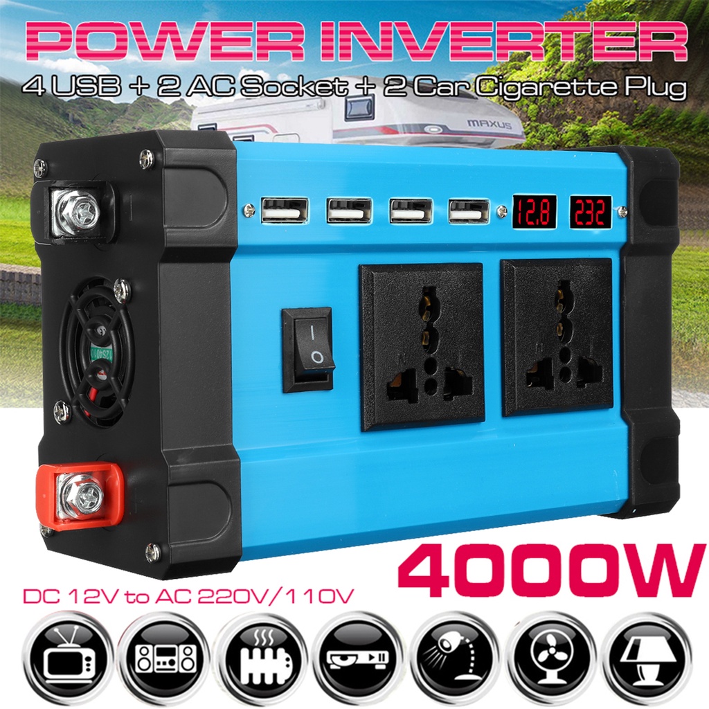 Bộ Chuyển Đổi Năng Lượng Mặt Trời 4000w + Tấm Pin Năng Lượng Mặt Trời dc 12v Sang ac 110v / 220v Cho Xe Hơi