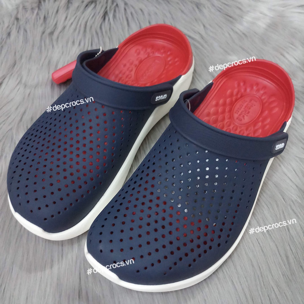 (Chính hãng) Dép sục crocs literide chính hãng nam nữ unisex, dép cross literide màu navy đỏ- crocs house