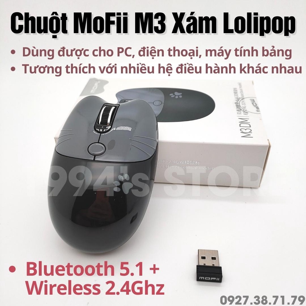 [FREESHIP] Chuột MOFII M3DM ĐA KẾT NỐI Bluetooth + Không dây Ferris Hand M3 MOFII nhiều màu sắc xinh xắn dễ thương