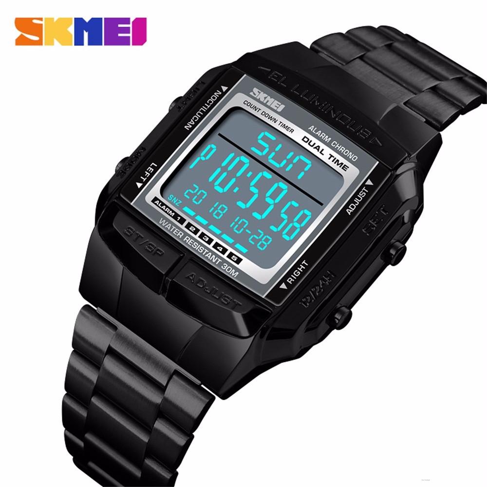 Đồng hồ đeo tay thể thao SKMEI 1381 kỹ thuật số bằng thép không gỉ chống thấm nước cho nam