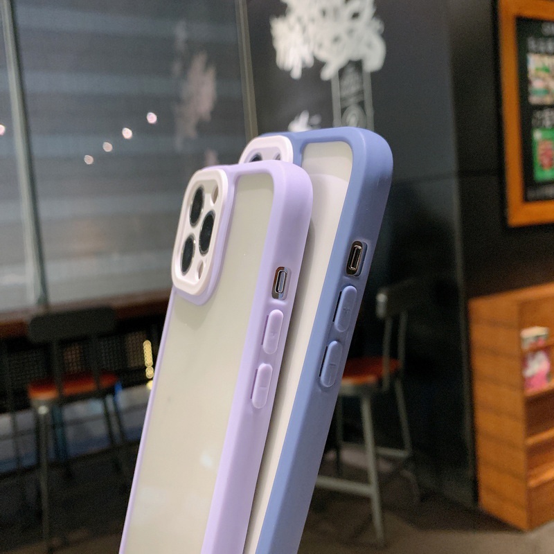 Ốp lưng chống sốc trong suốt có viền tương phản dành cho iPhone 13 12 11 Pro Max XS XR X 8 7 Plus + SE 2020 với lớp vỏ bảo vệ máy ảnh hoàn toàn