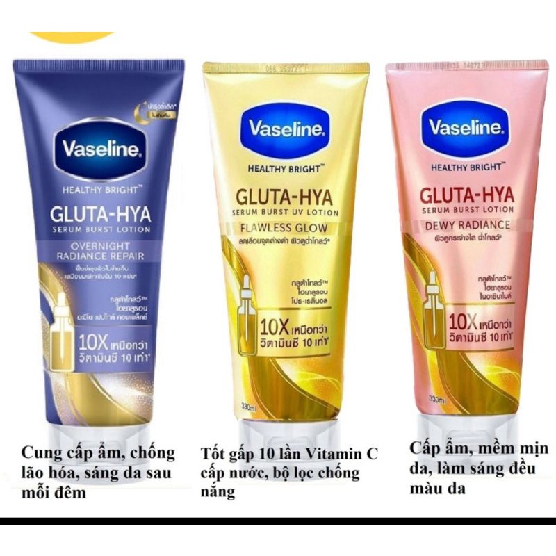 Sữa Dưỡng Thể Vaseline Gluta HyA 10X Dưỡng Trắng 330ml