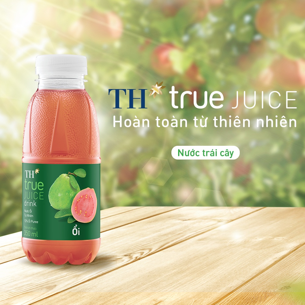 Thùng 24 chai nước trái cây ổi tự nhiên TH True Juice 350ml (350ml x 24)