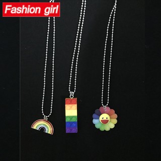 Dây Chuyền Dài Màu Cầu Vồng Thời Trang Cho Cặp Đôi