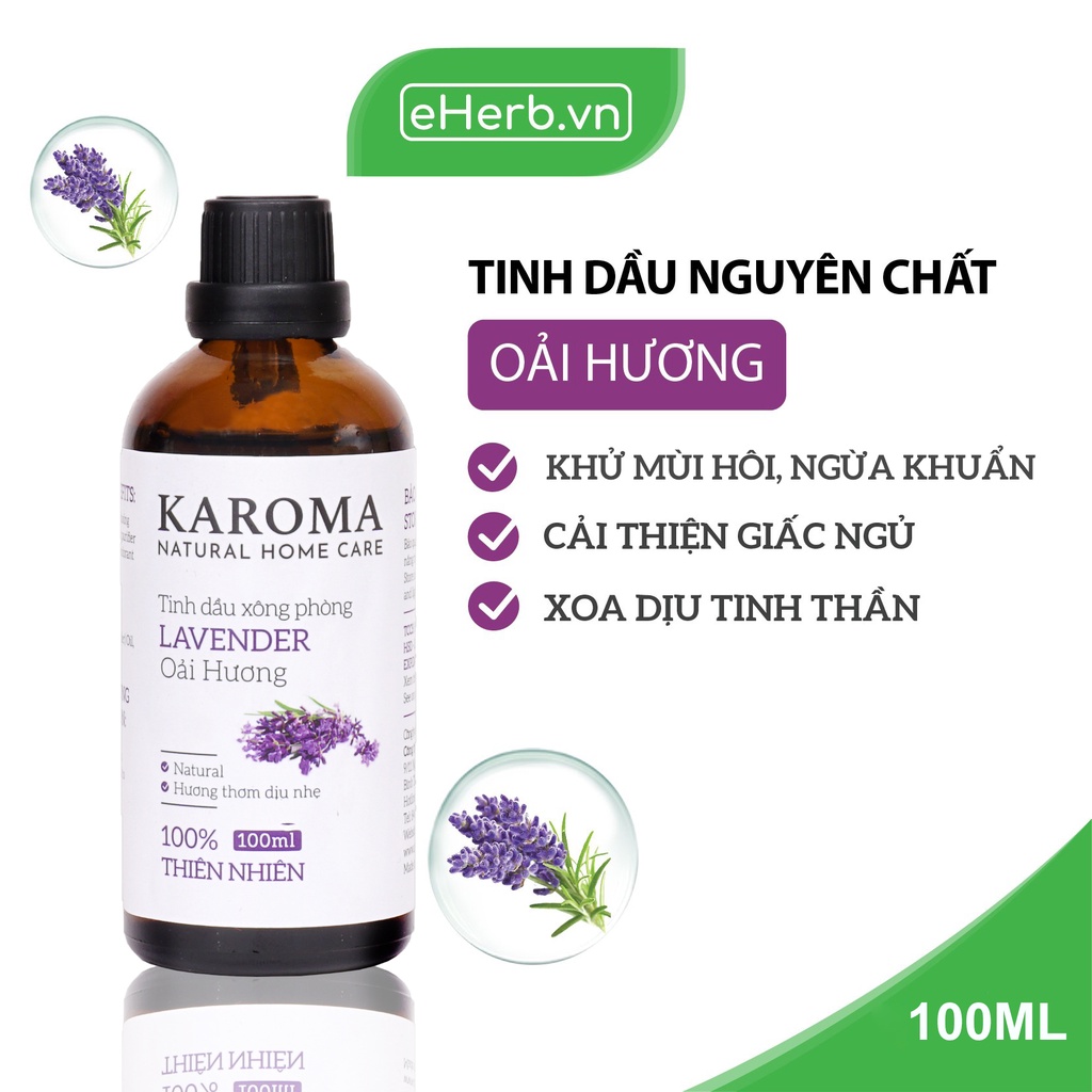 Tinh Dầu Nguyên Chất Oải Hương 100ml KAROMA Nhập Khẩu Ấn Độ, Treo Xe, Đuổi Muỗi Hiệu Quả, Có Kiểm Định Chất Lượng COA