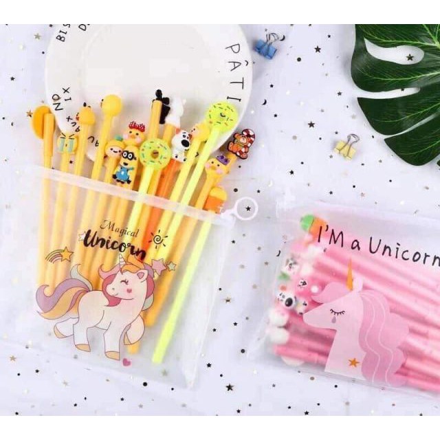 Set 20 chiếc Bút bi nước hoạt hình cute cho văn phòng phẩm, học sinh sinh viên Tặng kèm túi đựng ( Màu Ngẫu Nhiên )