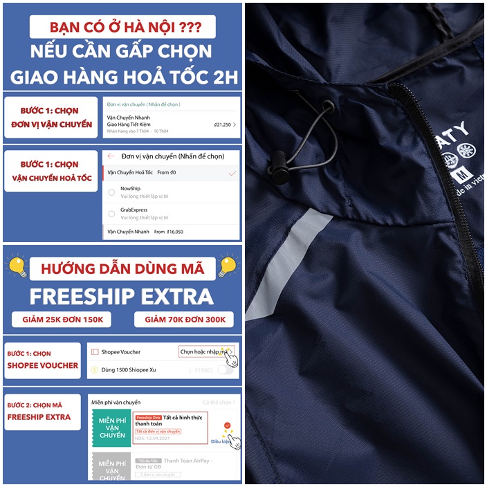 Áo khoác dù nam nữ TURATY GORE TEX chống nước 100% vải gió đẹp hàng cao cấp FULL tem mác túi đựng xịn xò có thể tặng quà