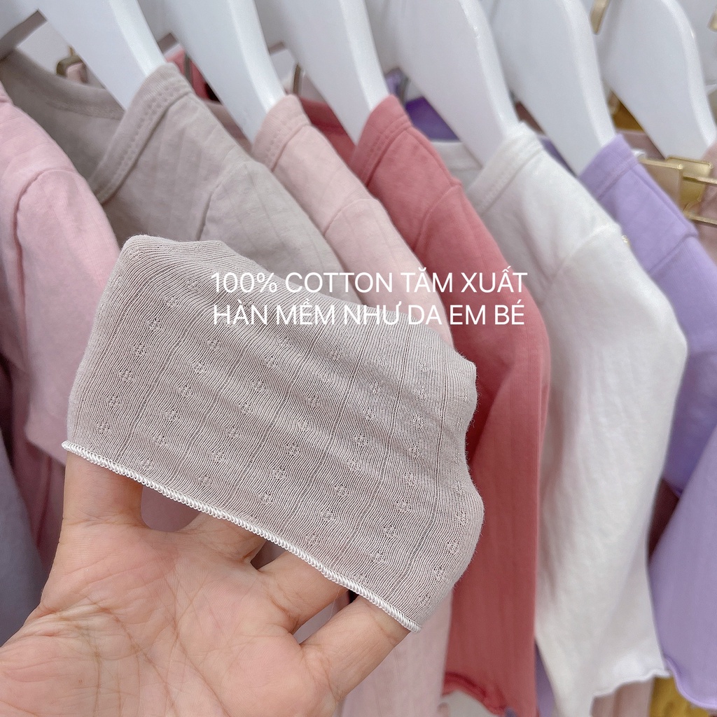 Set 3 bộ thun dài tay bé gái babydoll dễ thương, combo 3 bộ cotton thu đông tay dài bé gái