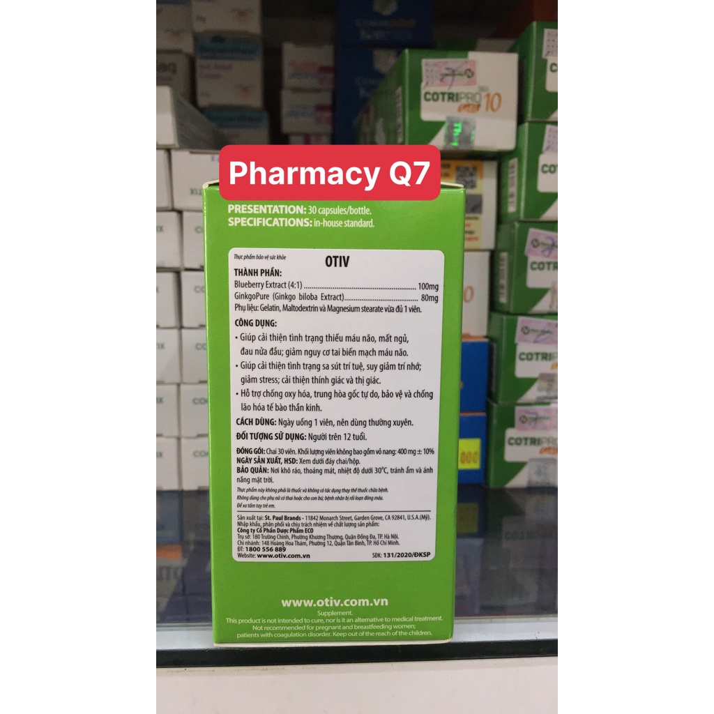 (Chai 30 viên) Viên uống Ecogreen Otiv - Bổ não, cải thiện giấc ngủ, cải thiện trí nhớ