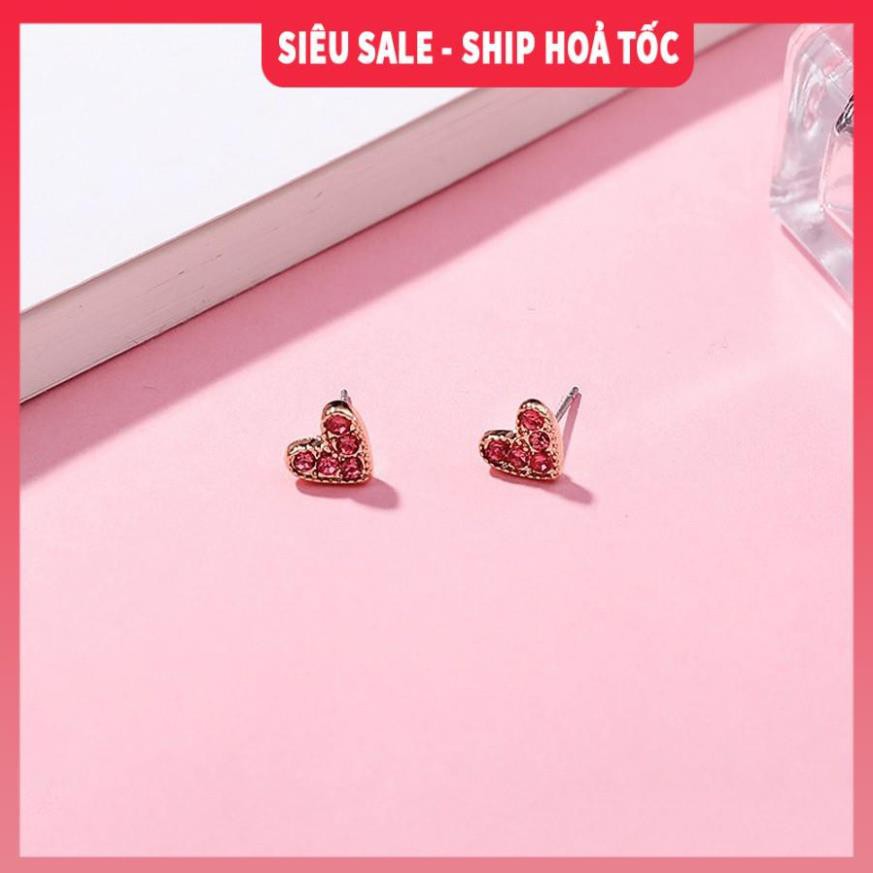 [SIÊU SALE - KÈM ẢNH THẬT] Bông tai bạc 925 đính đá hình trái tim| Khuyên tai nữ| Bông tai đẹp - Wink Accessories L1AS01