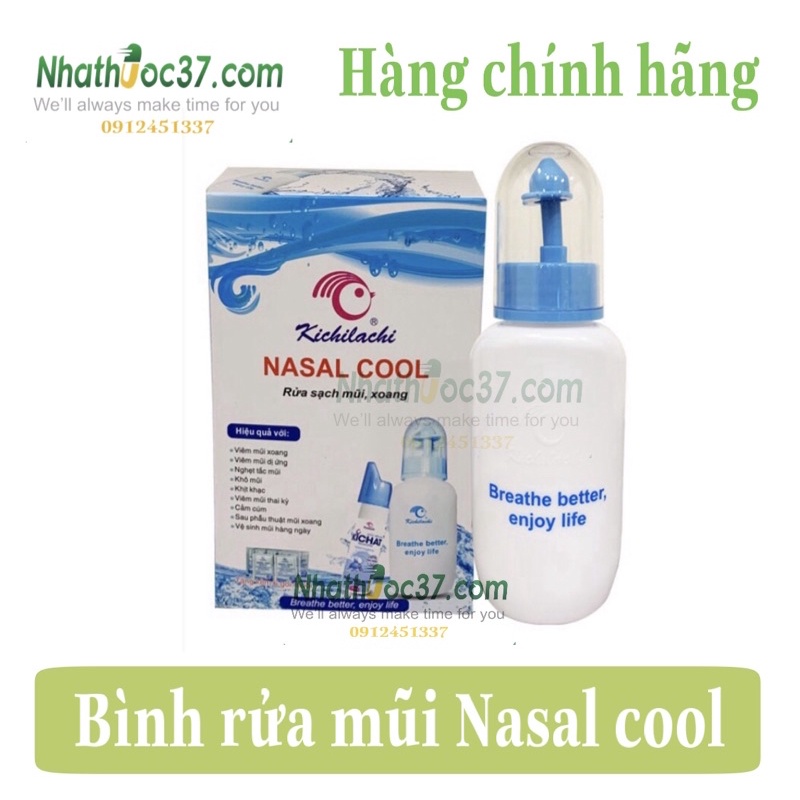 [MUA LẺ GIÁ SĨ] Bình rửa mũi Nasal cool tặng bình xịt và 6 gói muối. Bình rửa mũi xoang Nasalcool