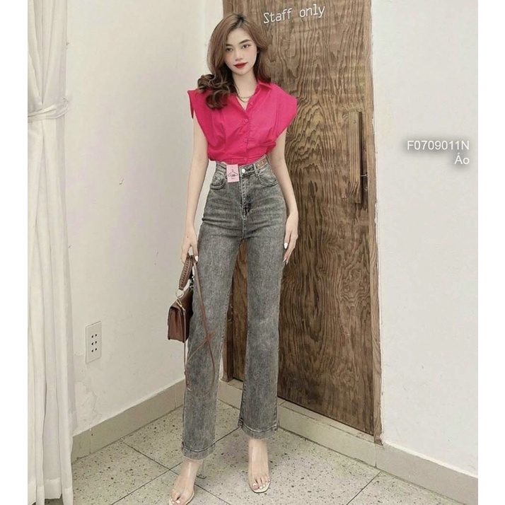 Áo tơ trễ vai tay dài bồng