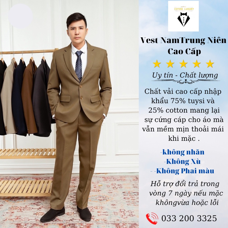 Bộ Comple Veston Trung Tuổi Cao Cấp Gồm 1 Quần + 1 Áo