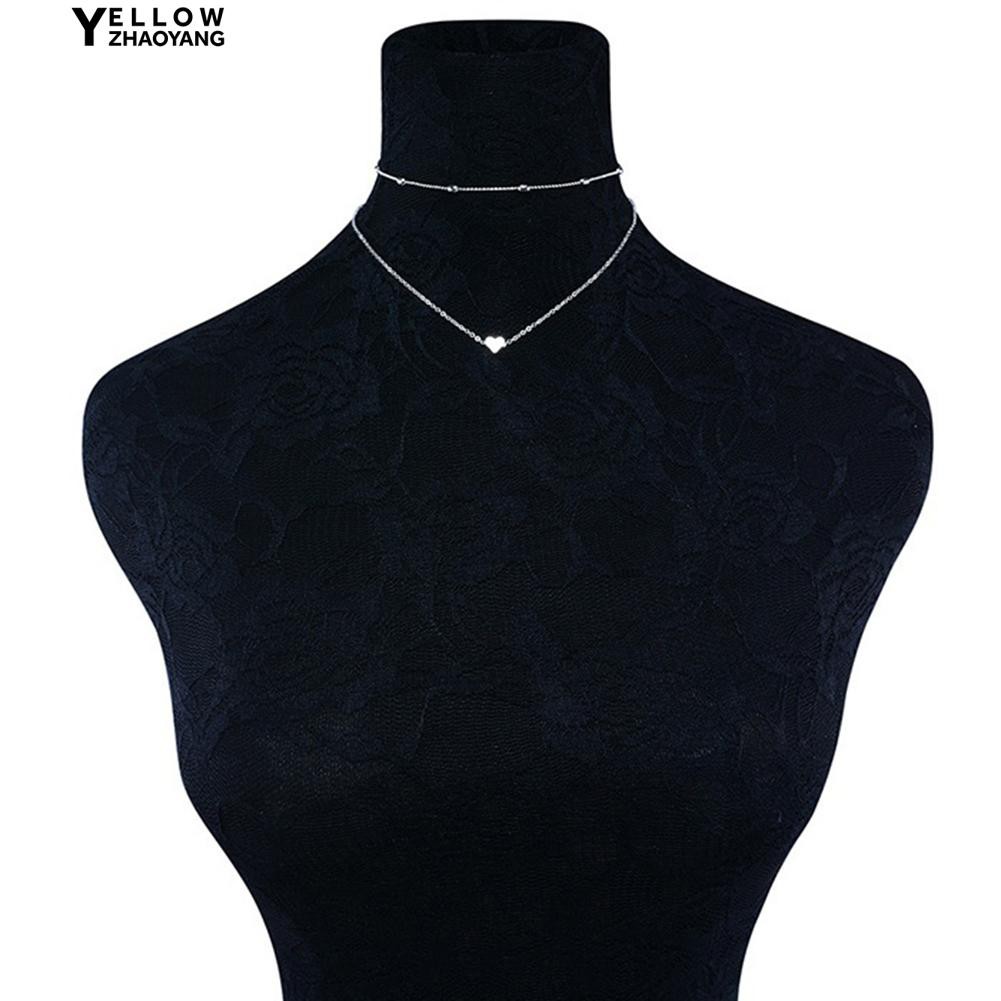 Vòng cổ choker 2 tầng mặt trái tim nạm đá