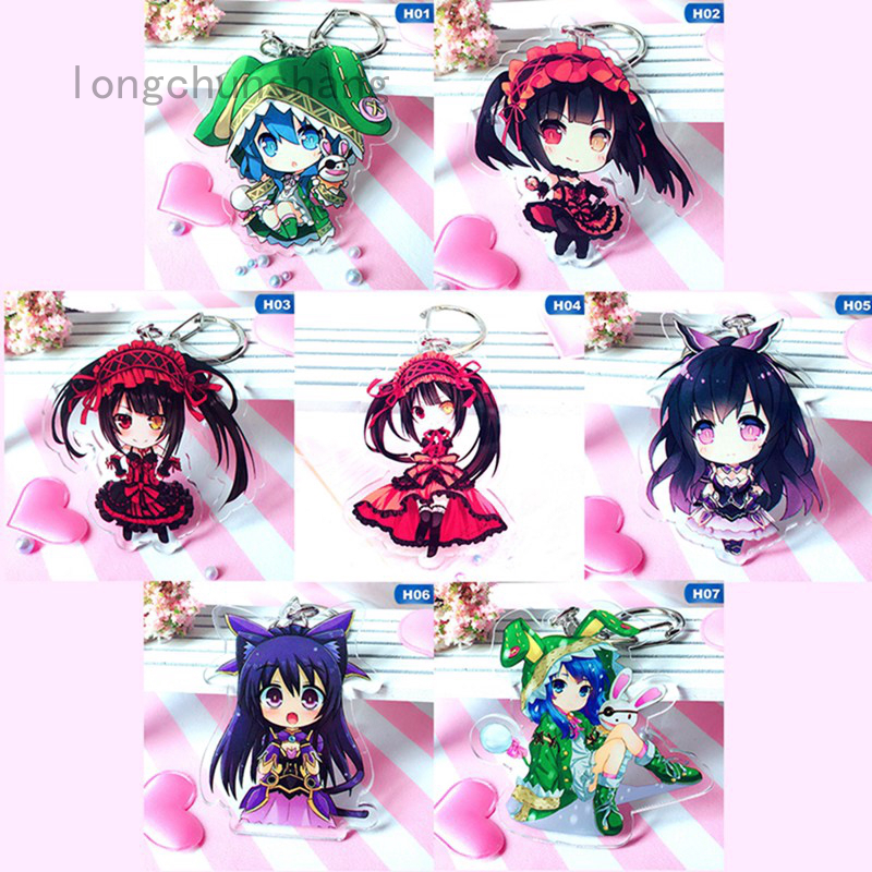Móc khóa acrylic mặt nhân vật Itsuka Kotori Yoshino Tokisaki Kurumi anime Date A Live Yatogami Tohka đáng yêu vui nhộn