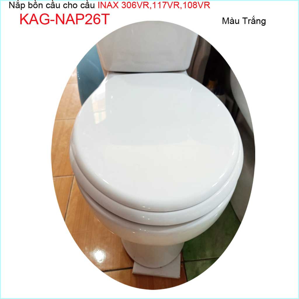 Nắp đậy bồn cầu KAG-NAP26T Inax cho C117, C306, C108, nắp bồn cầu 2 khối nhựa dày trắng bóng đẹp