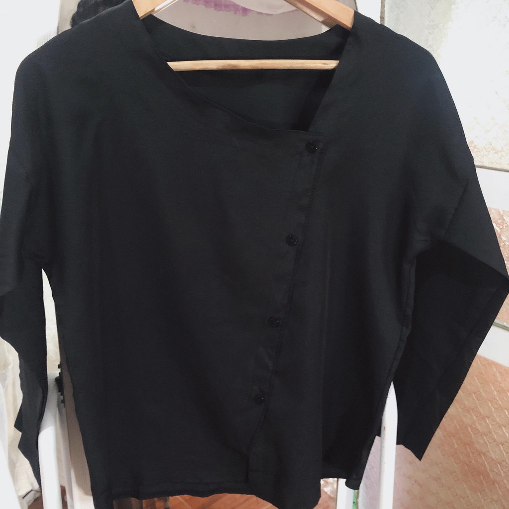 somi đen,dáng rộng vintage Hàn Quốc ảnh thật [SIZE freesize]