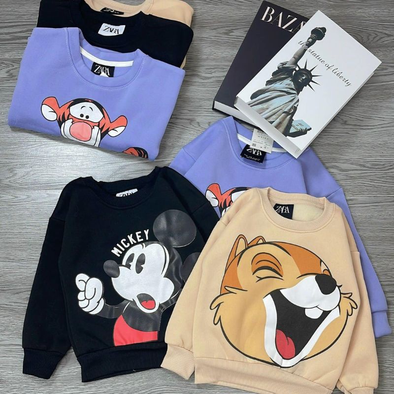Áo cho bé set 3 áo cổ tròn dài tay chất sịn mềm mịn cho bé unisex giữ ấm tốt jimado