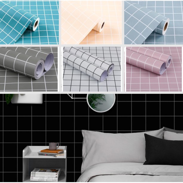 COMBO 10M GIẤY TƯỜNG TÔNG HỢP MẪU Ô KẺ KHỔ 45CM CÓ KEO SẴN