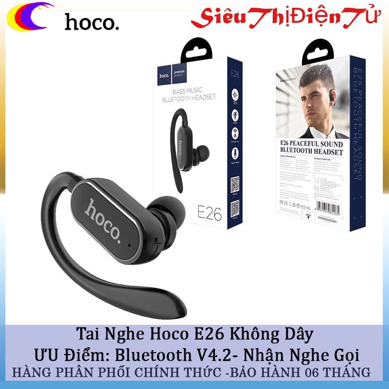 [Mã ELFLASH5 giảm 20K đơn 50K] TAI NGHE BLUETOOTH HOCO E26 DÒNG 1 TAI DÁNG THỂ THAO