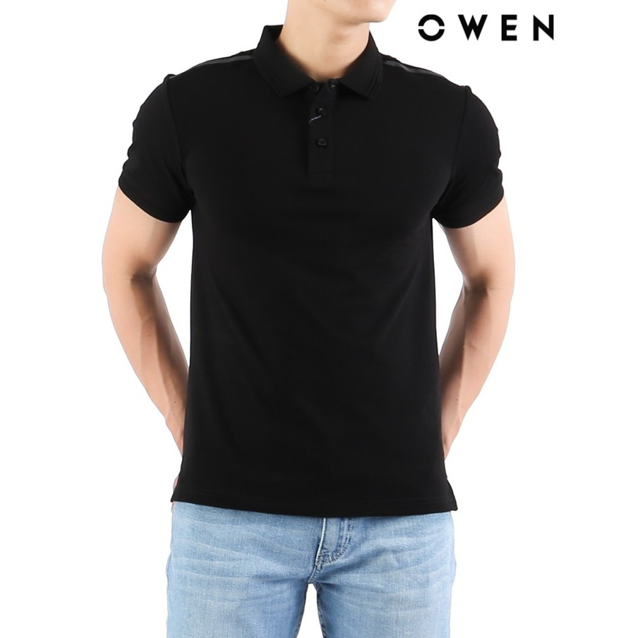 Áo polo ngắn tay Owen Bodyfit màu đen - APV21841