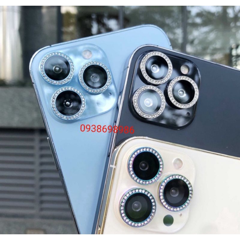 Dán bảo vệ Camera Cao cấp đính đá iPhone 13 pro max , 13 pro , 13 , 13 mini ( full box)