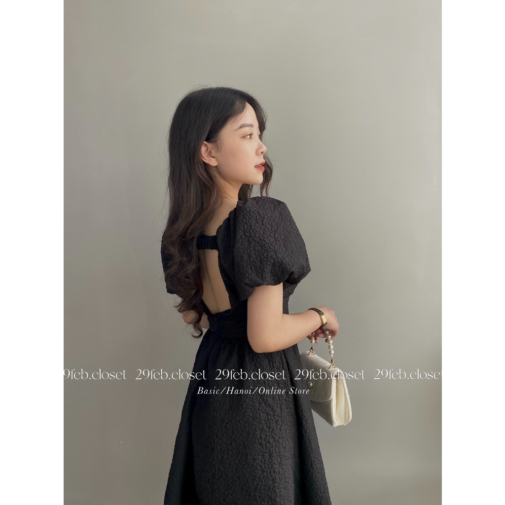 [Ảnh thật/Video] Váy xốp hở lưng dáng dài xòe nhẹ - 29feb.closet - V20